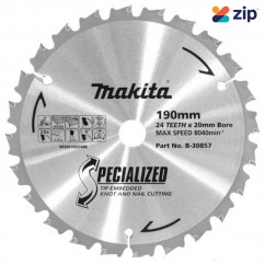 Makita B-30857 - 190mm x 20mm x 24T Specialized Knot & Nail TCT Wood Saw Blade